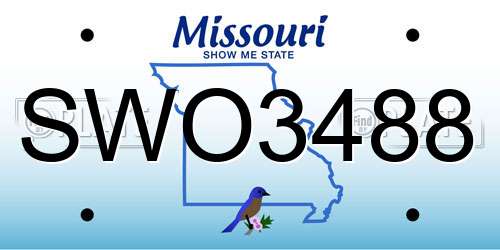 SWO3488 Missouri License Plate