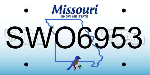 SWO6953 Missouri License Plate