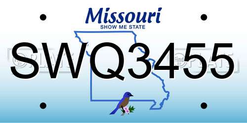 SWQ3455 Missouri License Plate