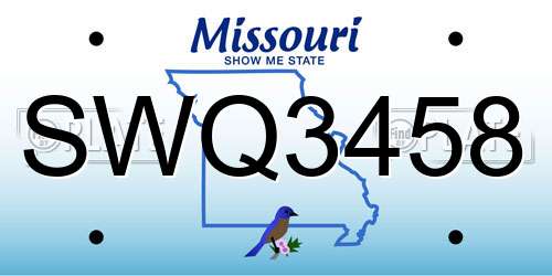 SWQ3458 Missouri License Plate