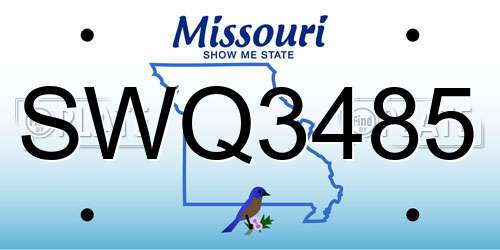 SWQ3485 Missouri License Plate
