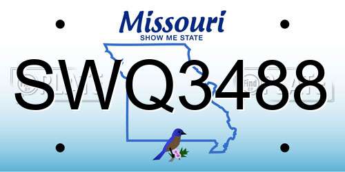 SWQ3488 Missouri License Plate