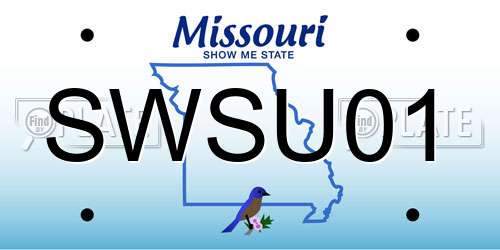 SWSU01 Missouri License Plate