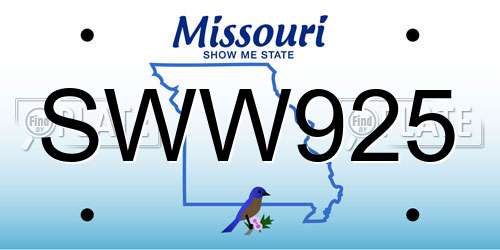 SWW925 Missouri License Plate
