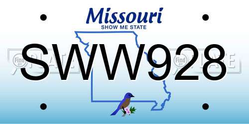 SWW928 Missouri License Plate