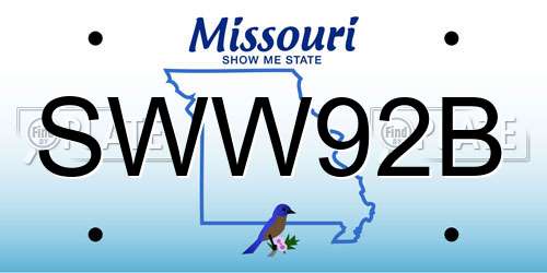 SWW92B Missouri License Plate