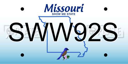 SWW92S Missouri License Plate