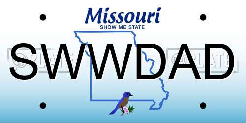 SWWDAD Missouri License Plate