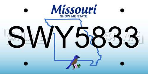 SWY5833 Missouri License Plate