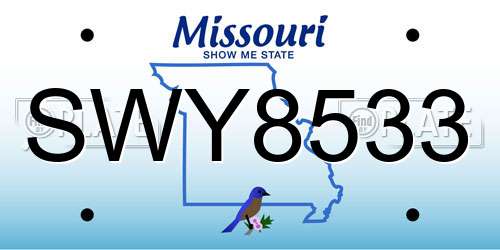 SWY8533 Missouri License Plate