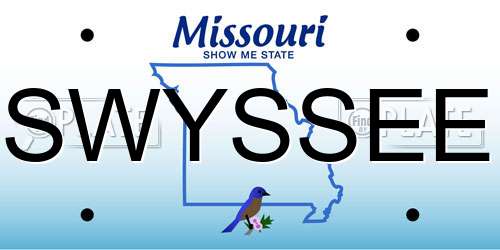SWYSSEE Missouri License Plate