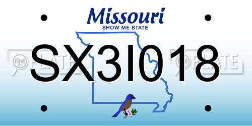 SX3I018 Missouri License Plate