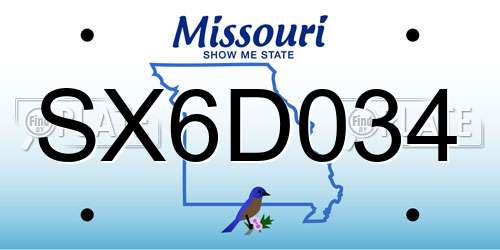 SX6D034 Missouri License Plate