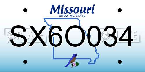 SX6O034 Missouri License Plate
