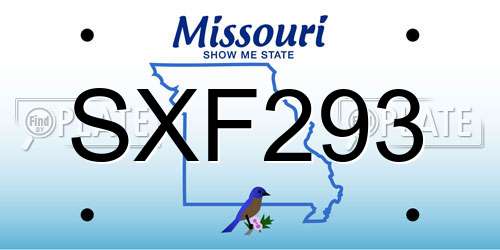 SXF293 Missouri License Plate