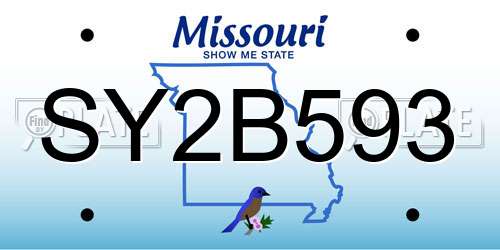 SY2B593 Missouri License Plate