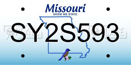 SY2S593 Missouri License Plate