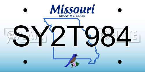 SY2T984 Missouri License Plate
