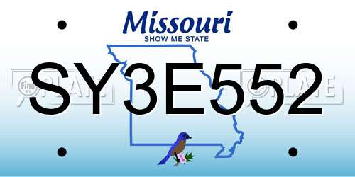 SY3E552 Missouri License Plate