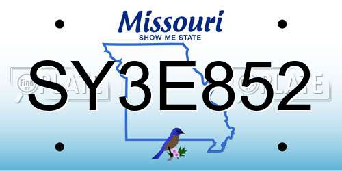 SY3E852 Missouri License Plate