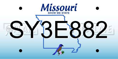 SY3E882 Missouri License Plate