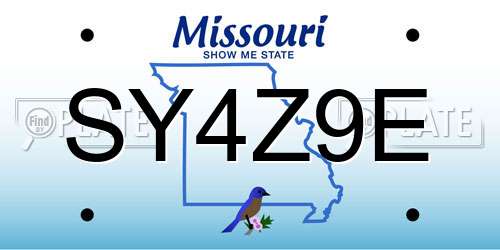 SY4Z9E Missouri License Plate