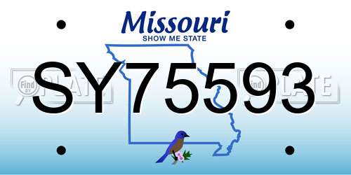 SY75593 Missouri License Plate