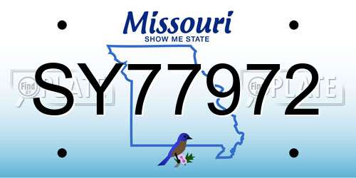 SY77972 Missouri License Plate