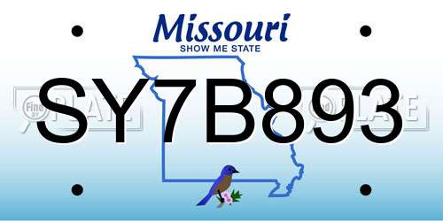 SY7B893 Missouri License Plate