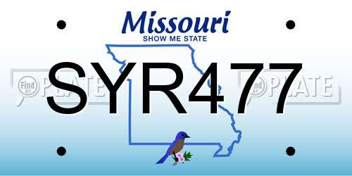 SYR477 Missouri License Plate
