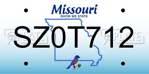 SZ0T712 Missouri License Plate