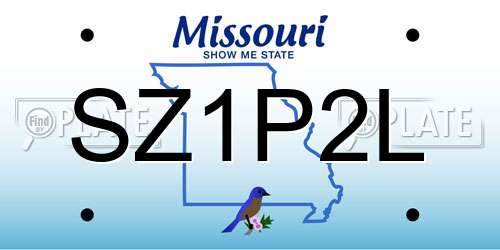SZ1P2L Missouri License Plate