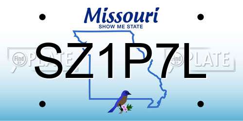 SZ1P7L Missouri License Plate
