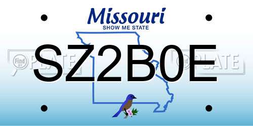 SZ2B0E Missouri License Plate