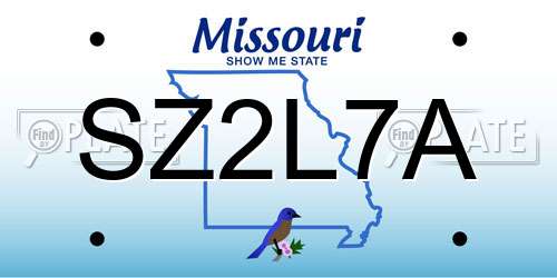 SZ2L7A Missouri License Plate