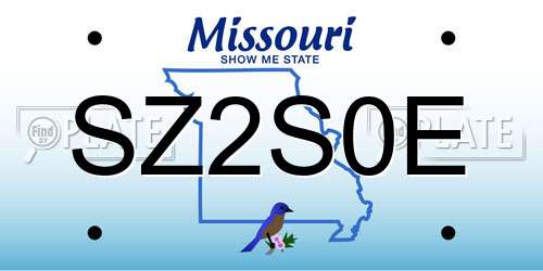 SZ2S0E Missouri License Plate