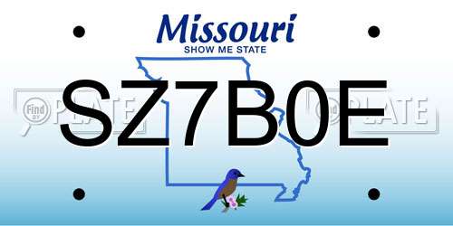 SZ7B0E Missouri License Plate