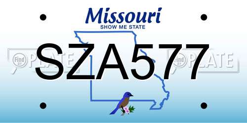 SZA577 Missouri License Plate