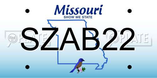 SZAB22 Missouri License Plate