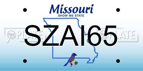SZAI65 Missouri License Plate