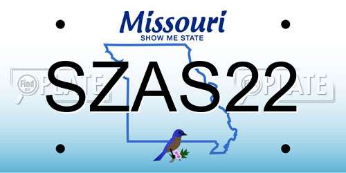 SZAS22 Missouri License Plate