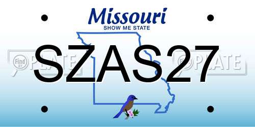 SZAS27 Missouri License Plate