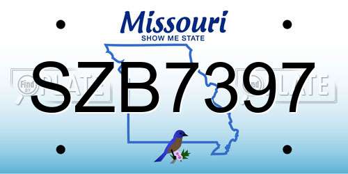 SZB7397 Missouri License Plate