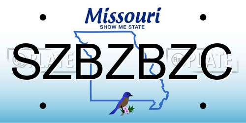 SZBZBZC Missouri License Plate