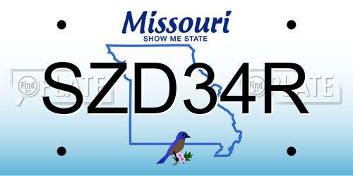 SZD34R Missouri License Plate