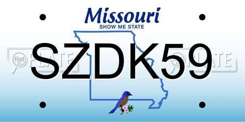SZDK59 Missouri License Plate