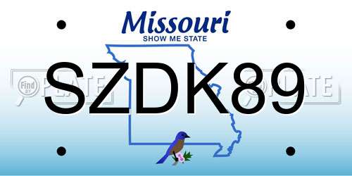 SZDK89 Missouri License Plate