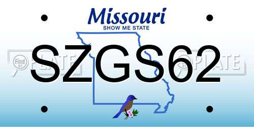 SZGS62 Missouri License Plate