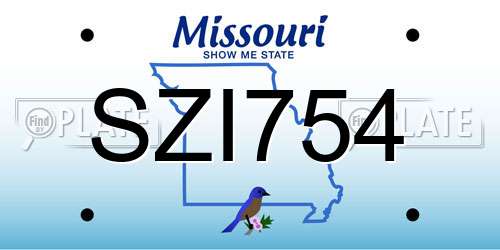 SZI754 Missouri License Plate