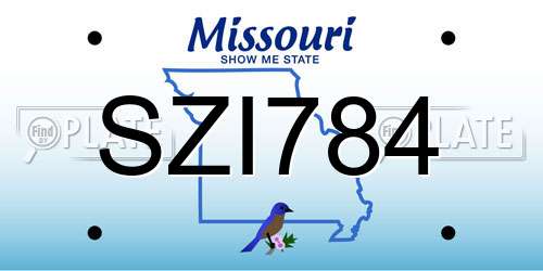 SZI784 Missouri License Plate